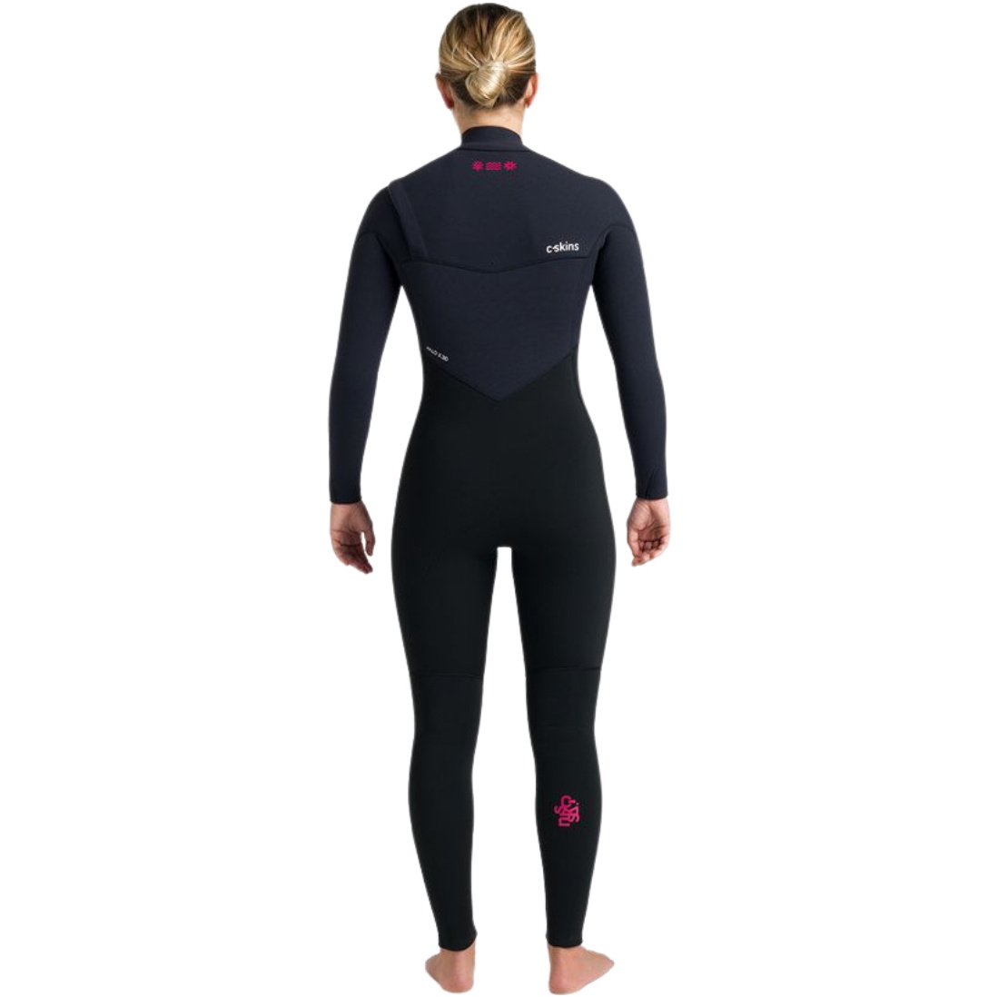 2026 C-Skins Womens Nuwave Rewired 5/4mm Chest Zip Wetsuit CRW54WC - Black / Black / Rose